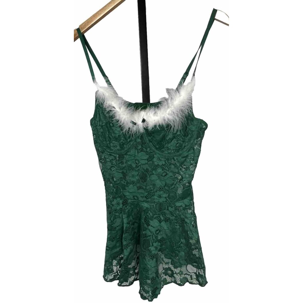 AvidLove Lingerie Babydoll‎ Chemise Lace Mini Teddy Underwire Stretch Green XXL
